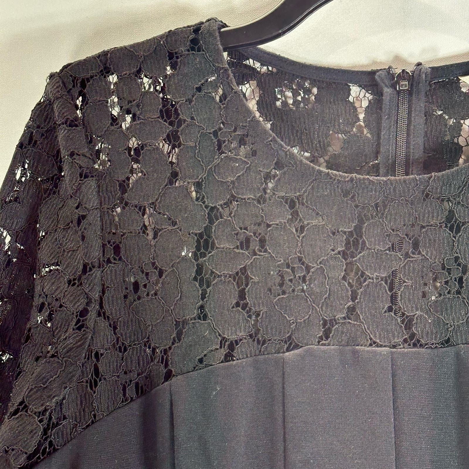 BODEN Women's Black Selena Long Lace Sleeve Fit & Flare Knee-Length Dress SZ 8L