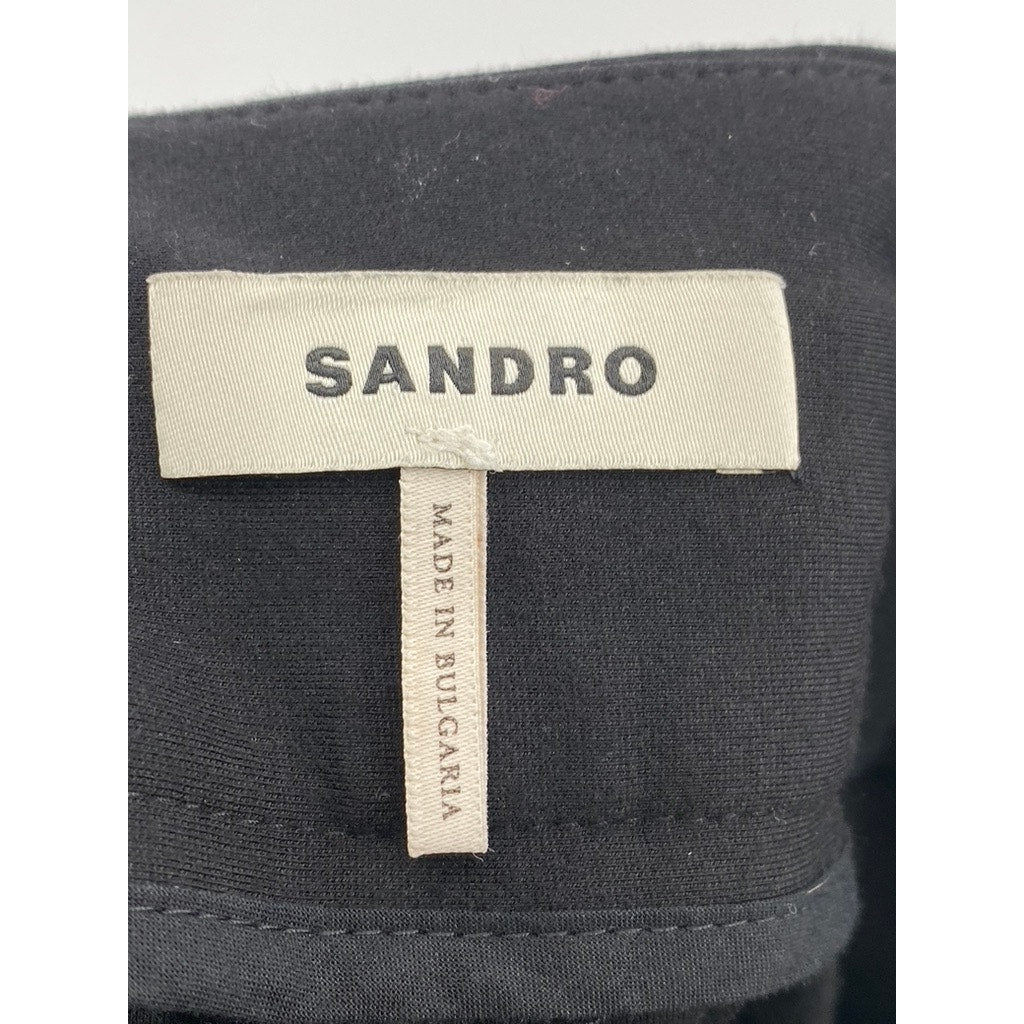 SANDRO Women's Black Slim-Leg Regular-Fit High-Rise Cropped Pant SZ 40(USL)