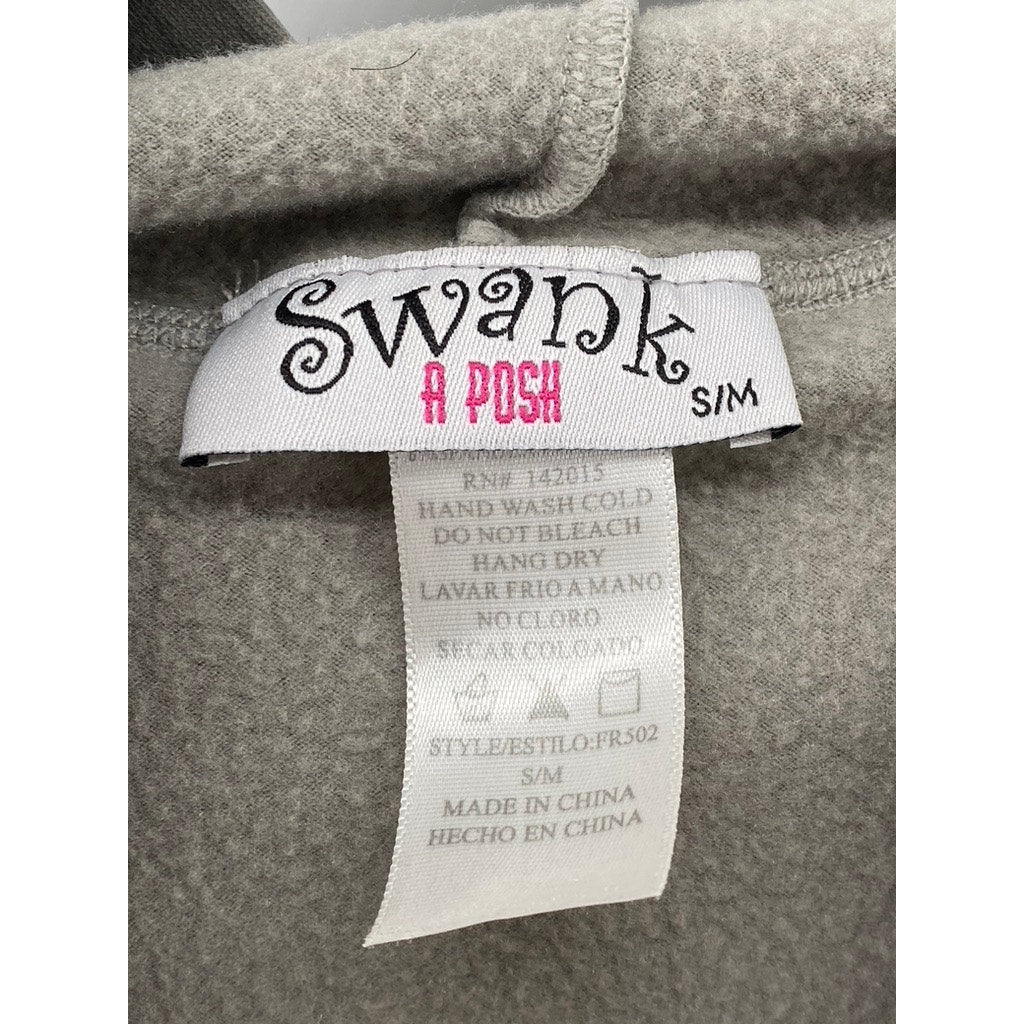 SWANK A POSH Women's Gray Pullover Long Sleeve Hooded Cropped Sweater SZ S