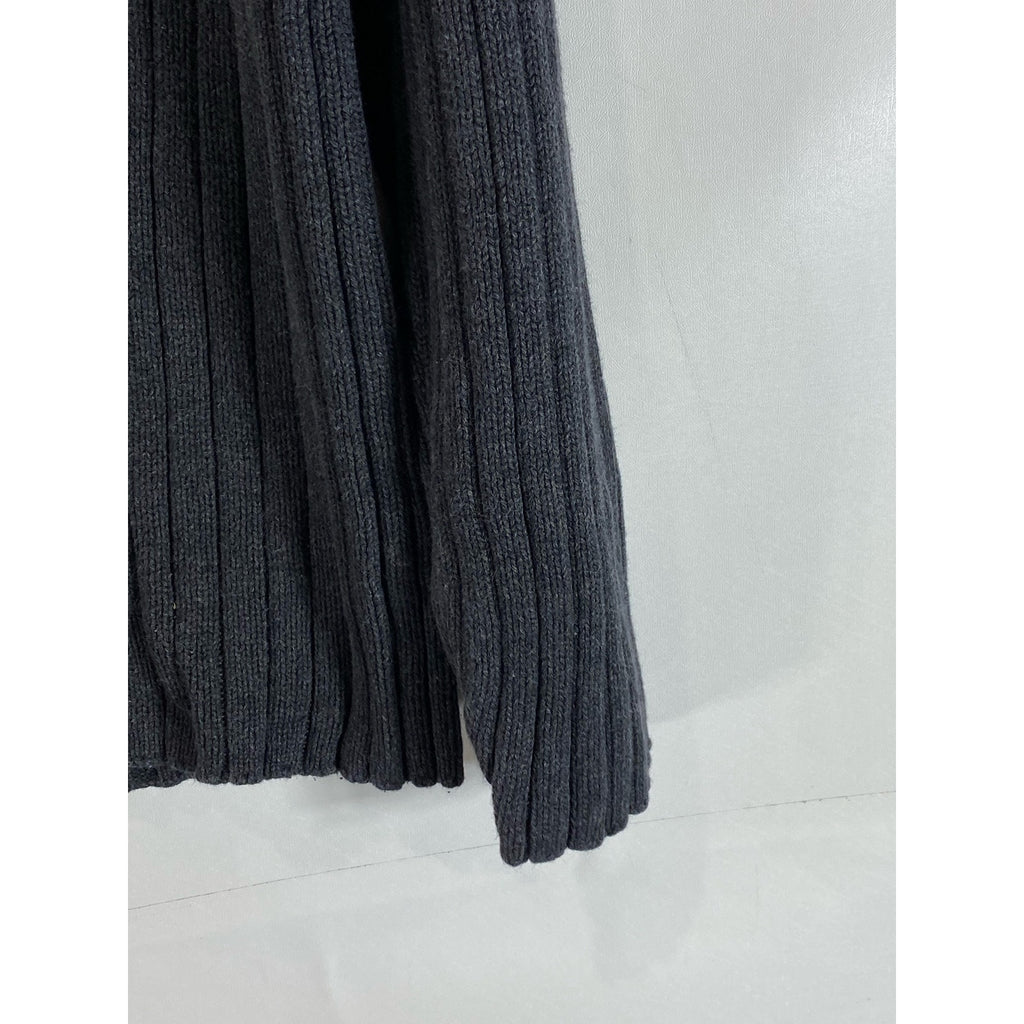 BROOKS Men's Gray Ribbed Mock-Collar Pullover Sweaters SZ L