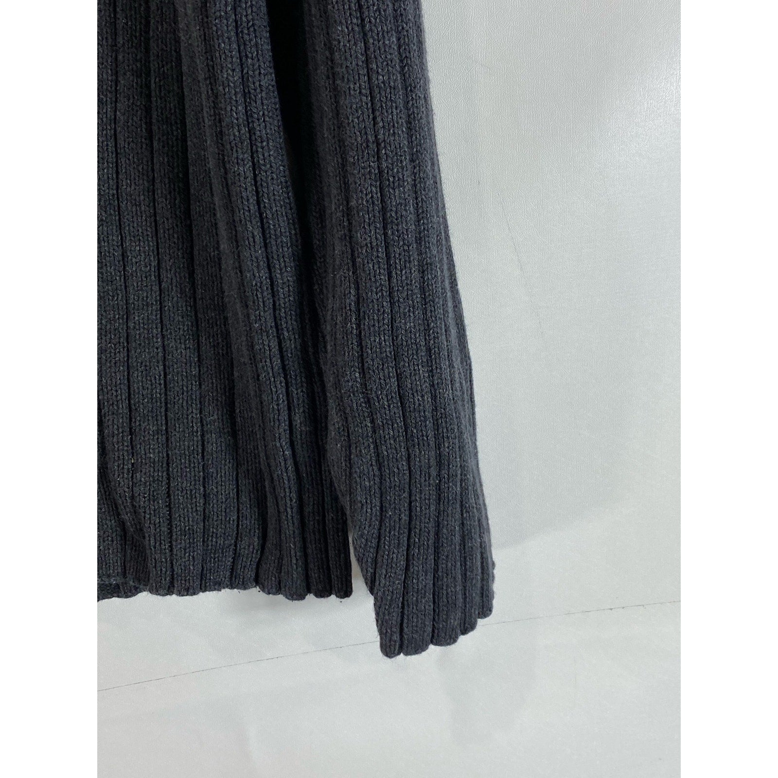 BROOKS Men's Gray Ribbed Mock-Collar Pullover Sweaters SZ L