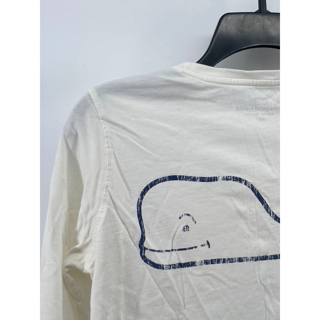 VINEYARD VINES Women’s White Crewneck Logo Long Sleeve T-Shirt SZ 2XS