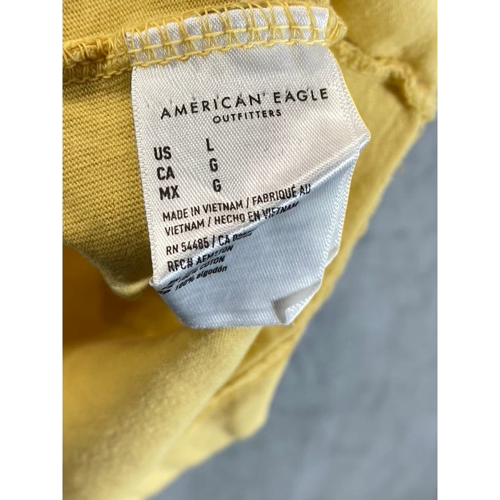 AMERICAN EAGLE Men's Yellow Crewneck Super Soft Standard-Fit T-Shirt SZ L
