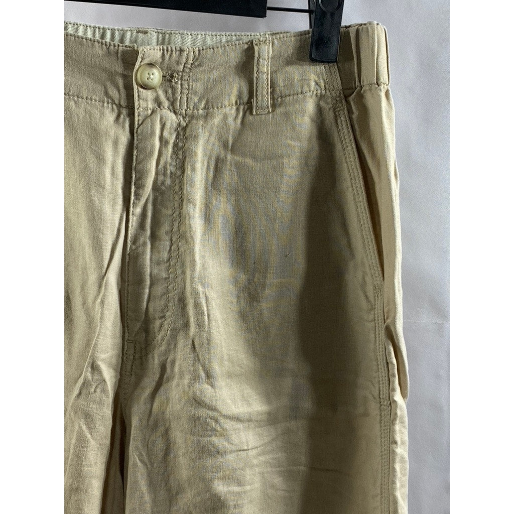 UNIQLO Women’s Tan Cotton-Linen Straight-Leg Pant SZ S