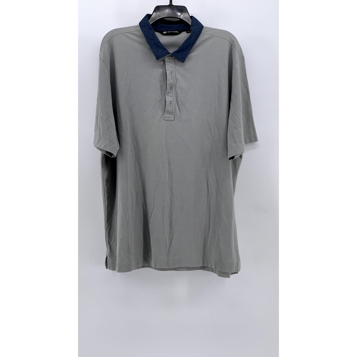 TRAVIS MATHEW Men's Gray Textured Short Sleeve Polo Shirt SZ 2XL