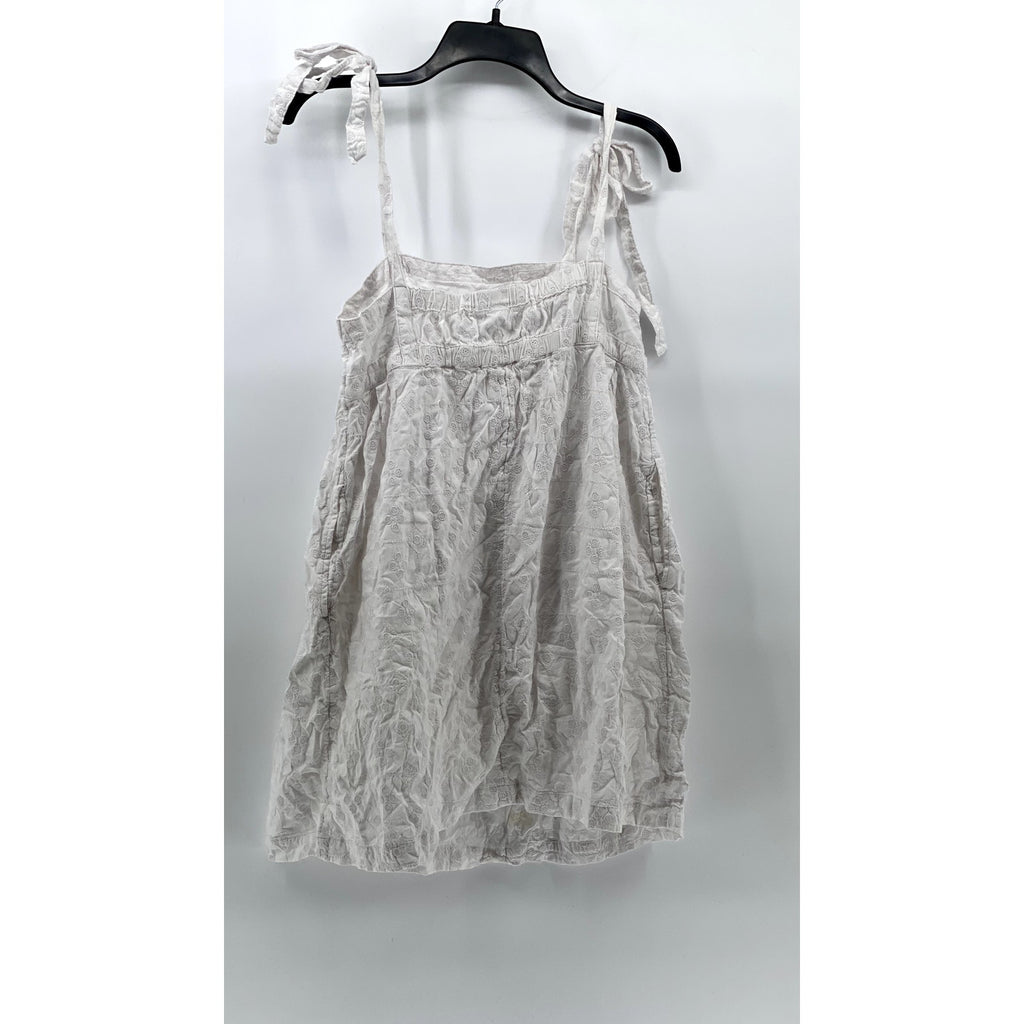 OLD NAVY Women's White Calla Lily Straight Neck Tie-Sleeve Mini Babydoll Dress S