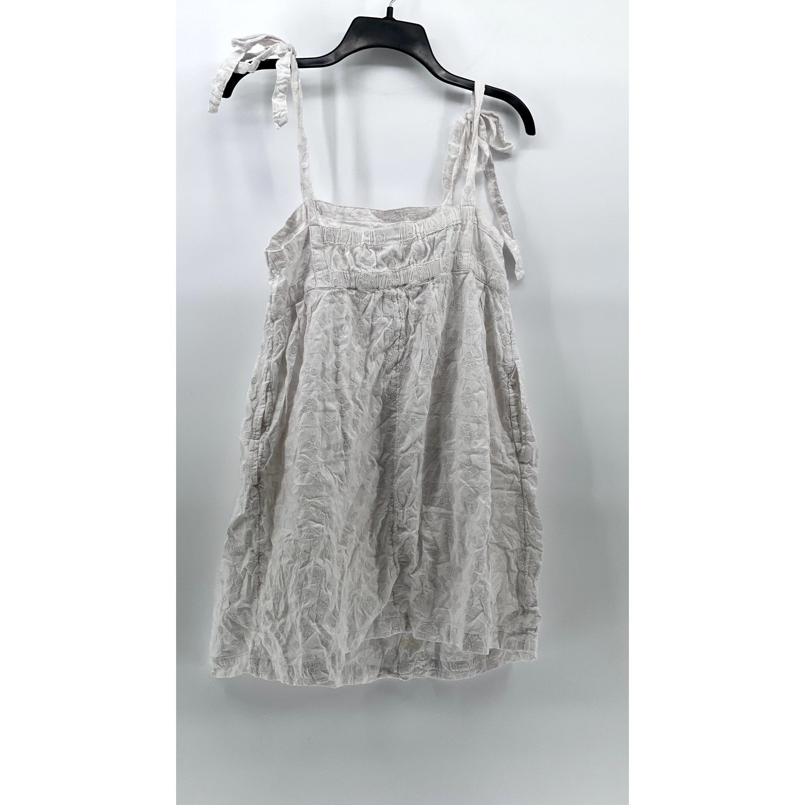 OLD NAVY Women's White Calla Lily Straight Neck Tie-Sleeve Mini Babydoll Dress S