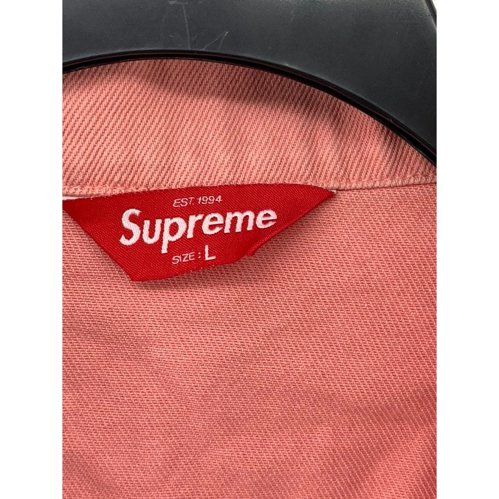 SUPREME Men's Salmon Pink Button-Up Denim Trucker Jacket SZ L