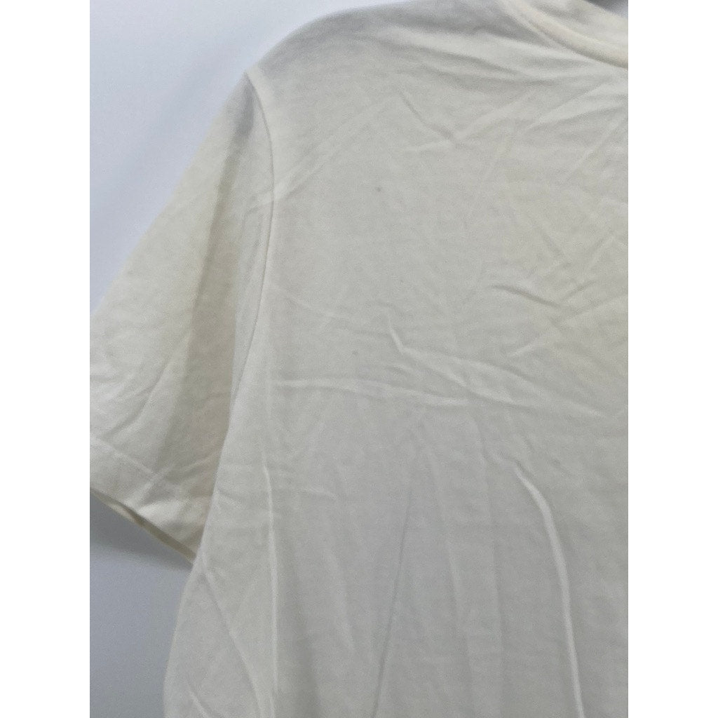 ZARA Women's White-Black Abstract Face Graphic Crewneck Short Sleeve Top SZ M