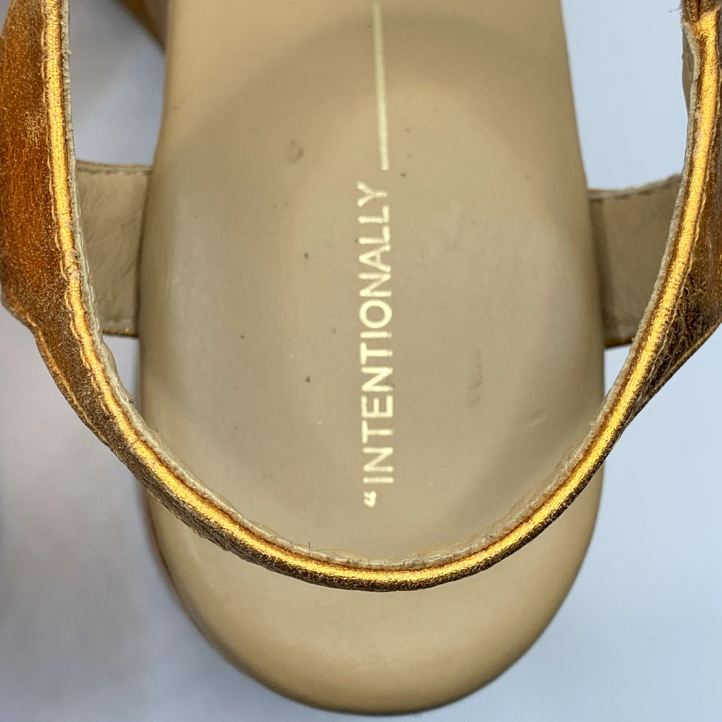 INTENTIONALLY Women's Orange Metallic John Platform Block-Heel Heels SZ 10.5