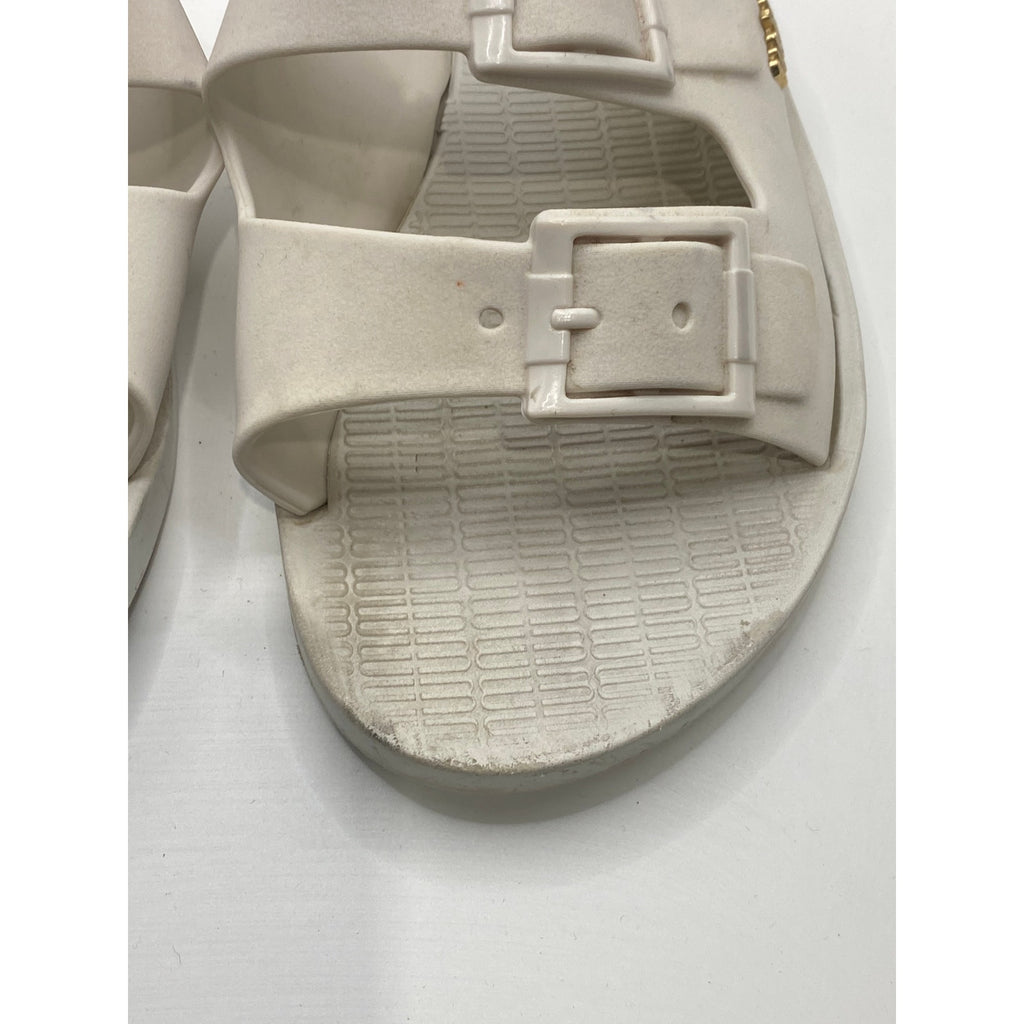MELISSA Women's White Two Strap Slide Sun Malibu Sandals SZ 9