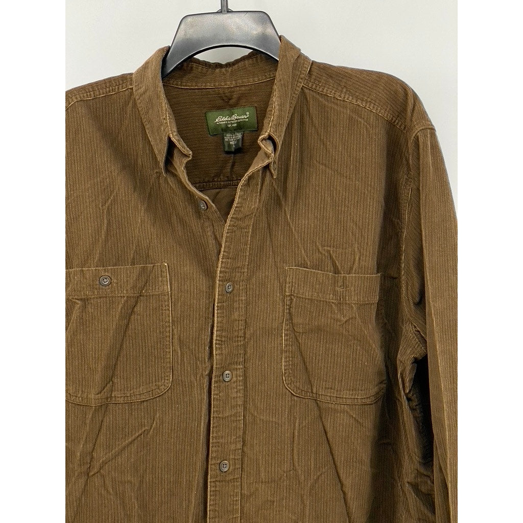 EDDIE BAUER Men's Brown Button Down SZ (L)