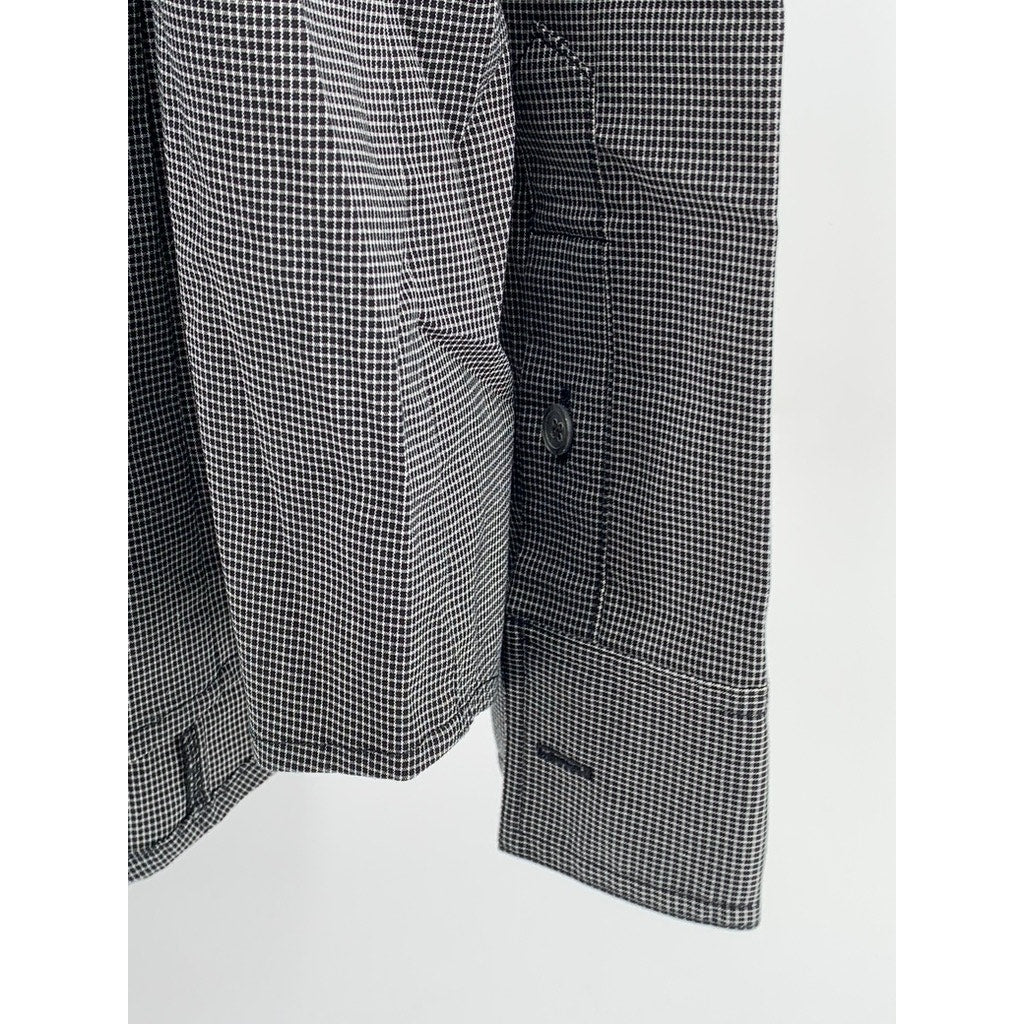 ALFANI Women's Black Houndstooth Button-Up Long Sleeve Top SZ 14