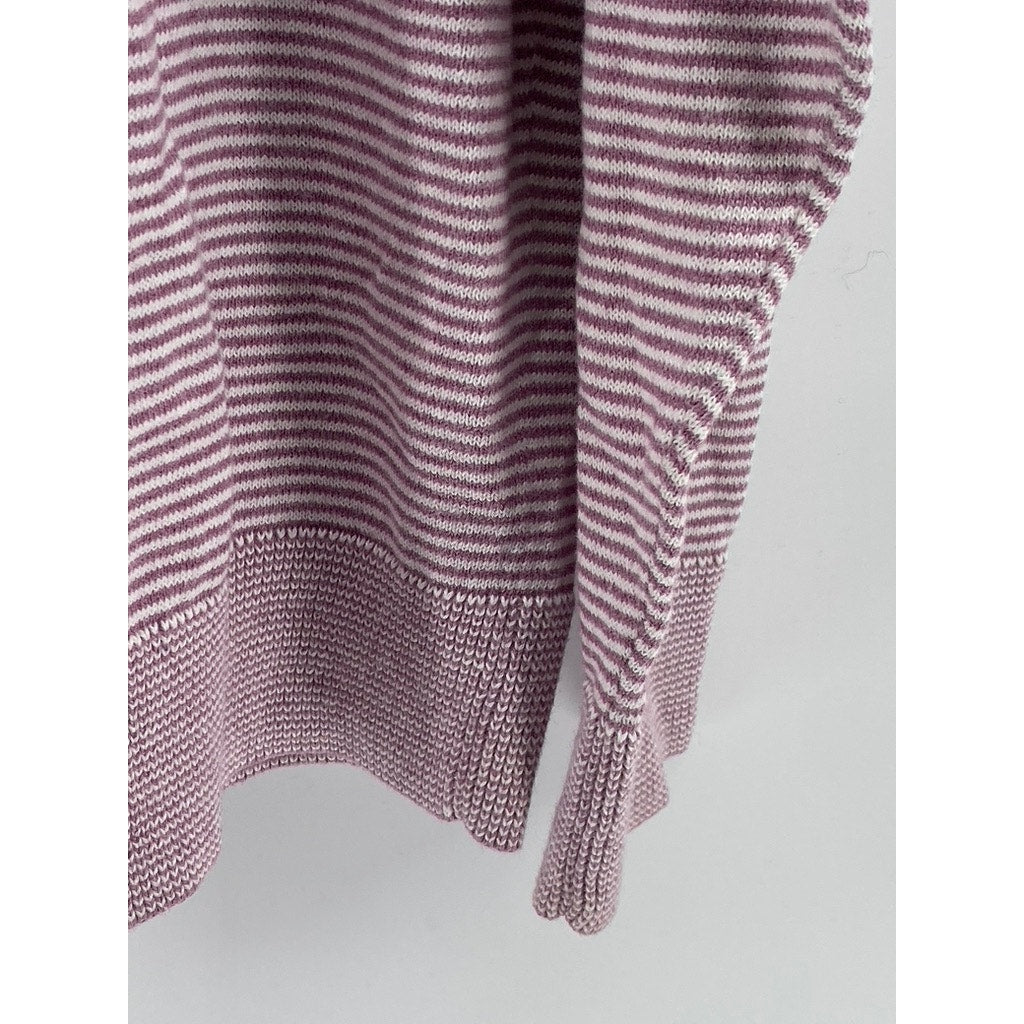 BONOBOS Men's Purple-White Striped Crewneck Long Sleeve Pullover Sweater SZ L