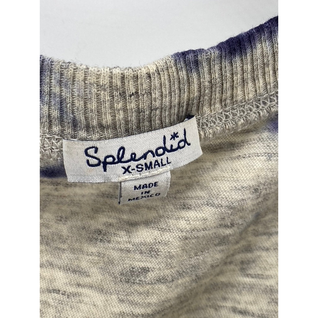 SPLENDID Women’s Blue-Gray Tie-Dye Crewneck Long Sleeve Sweater SZ XS