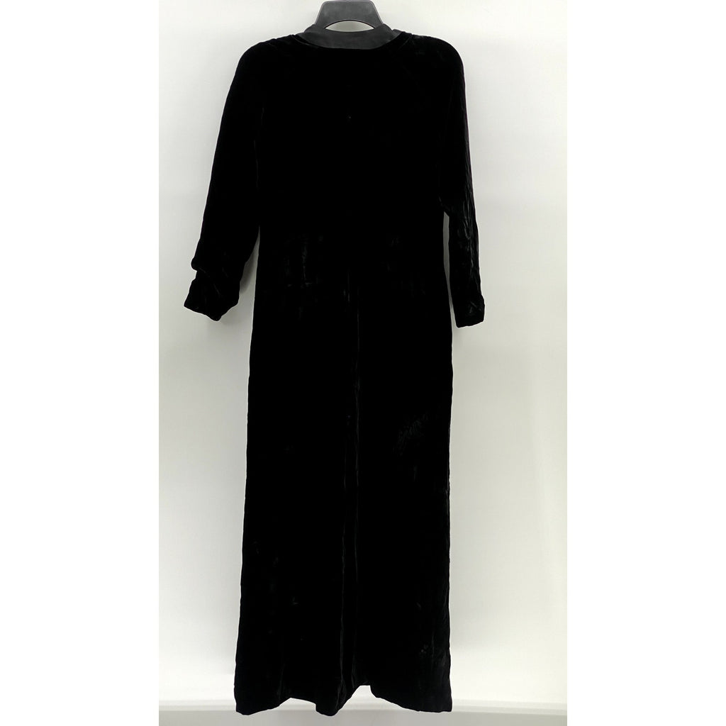 VALENTINO BOUTIQUE Women's Vintage Rare Black Velvet Offset Button-Down Gown SZ6