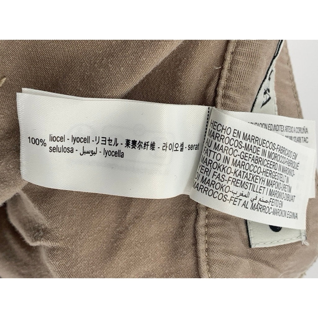 ZARA Women's Beige Lightweight Relaxed-Fit Wide-Leg Pants SZ XS