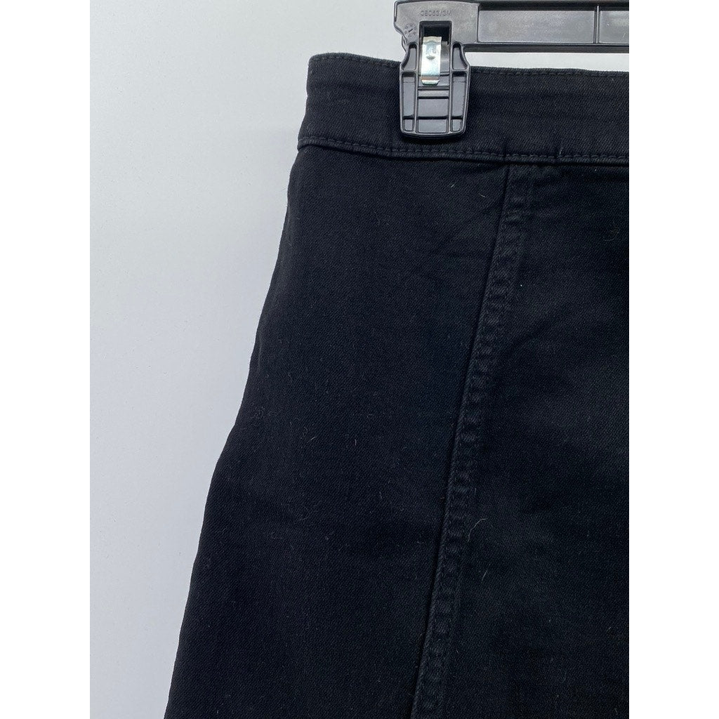 BP. Women's Black Denim Front-Zipper Pocketless Straight Mini Skirt SZ 30