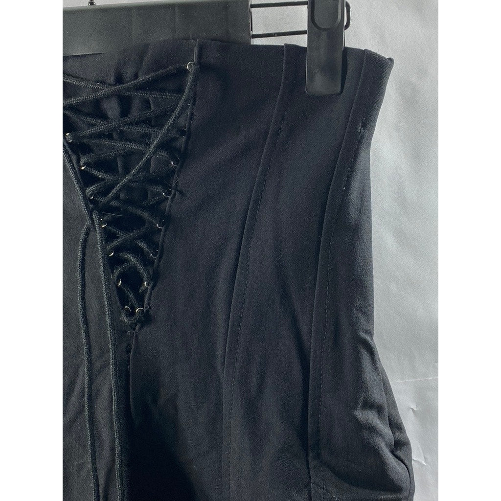 MR. CAT By Isabel De Pedro Women's Black Lace-Up High-Rise Skinny Pant SZ36(US2)