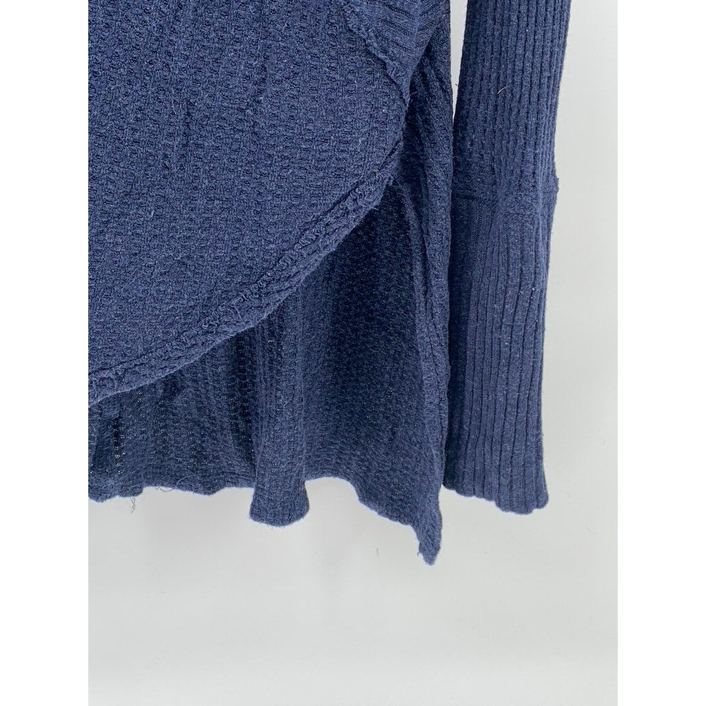 FREE PEOPLE Women's Navy Blue Catalina Scoop-Neck Long Sleeve Thermal Top SZ S