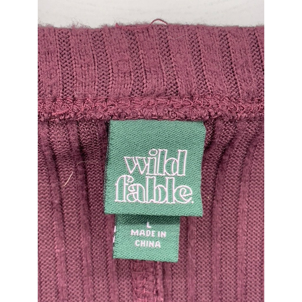 WILD FABLE Women's Maroon Ribbed V-Neck Dolman Sleeve Top SZ L