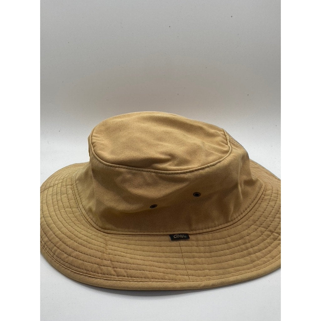OBEY Men’s Tan Canvas Vintage Casual Neck-Tie Bucket Hat SZ OS