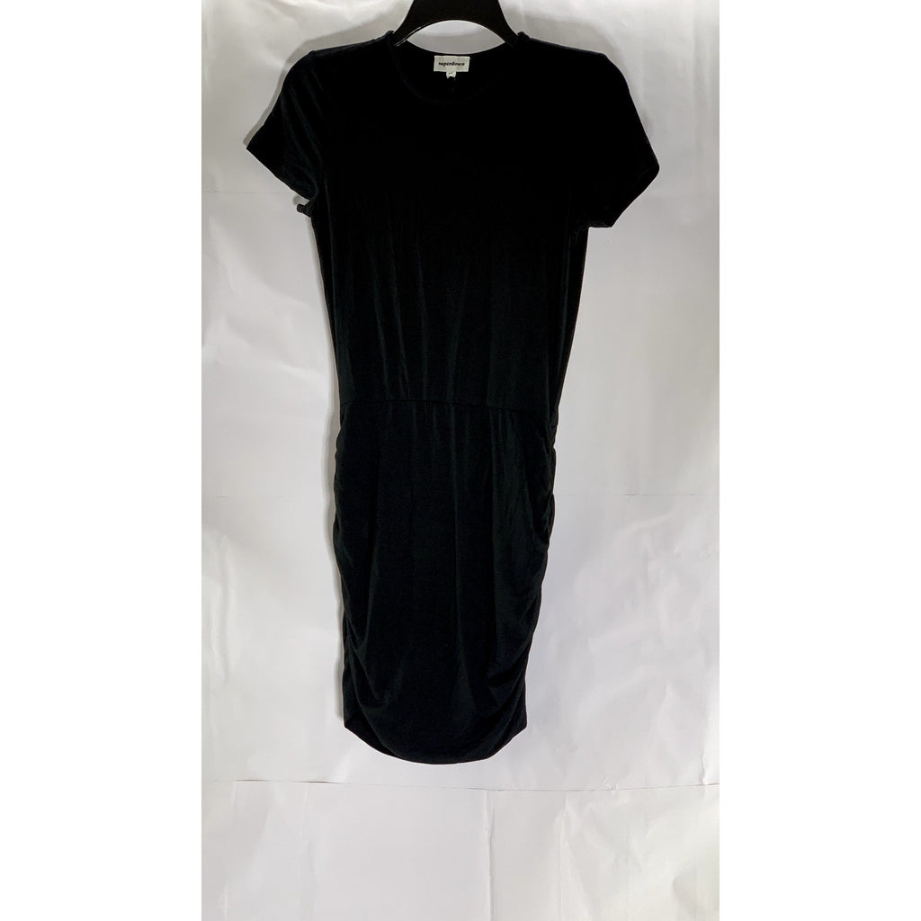 SUPERDOWN Women's Black Darlah Crewneck Ruched Short Sleeve Mini Dress SZ XS