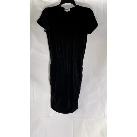 SUPERDOWN Women's Black Darlah Crewneck Ruched Short Sleeve Mini Dress SZ XS