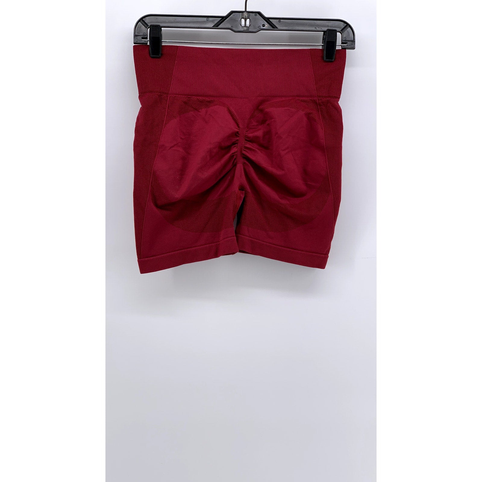 UNBRANDED Women's Dark Red Ruched High-Rise Bike Shorts SZ L