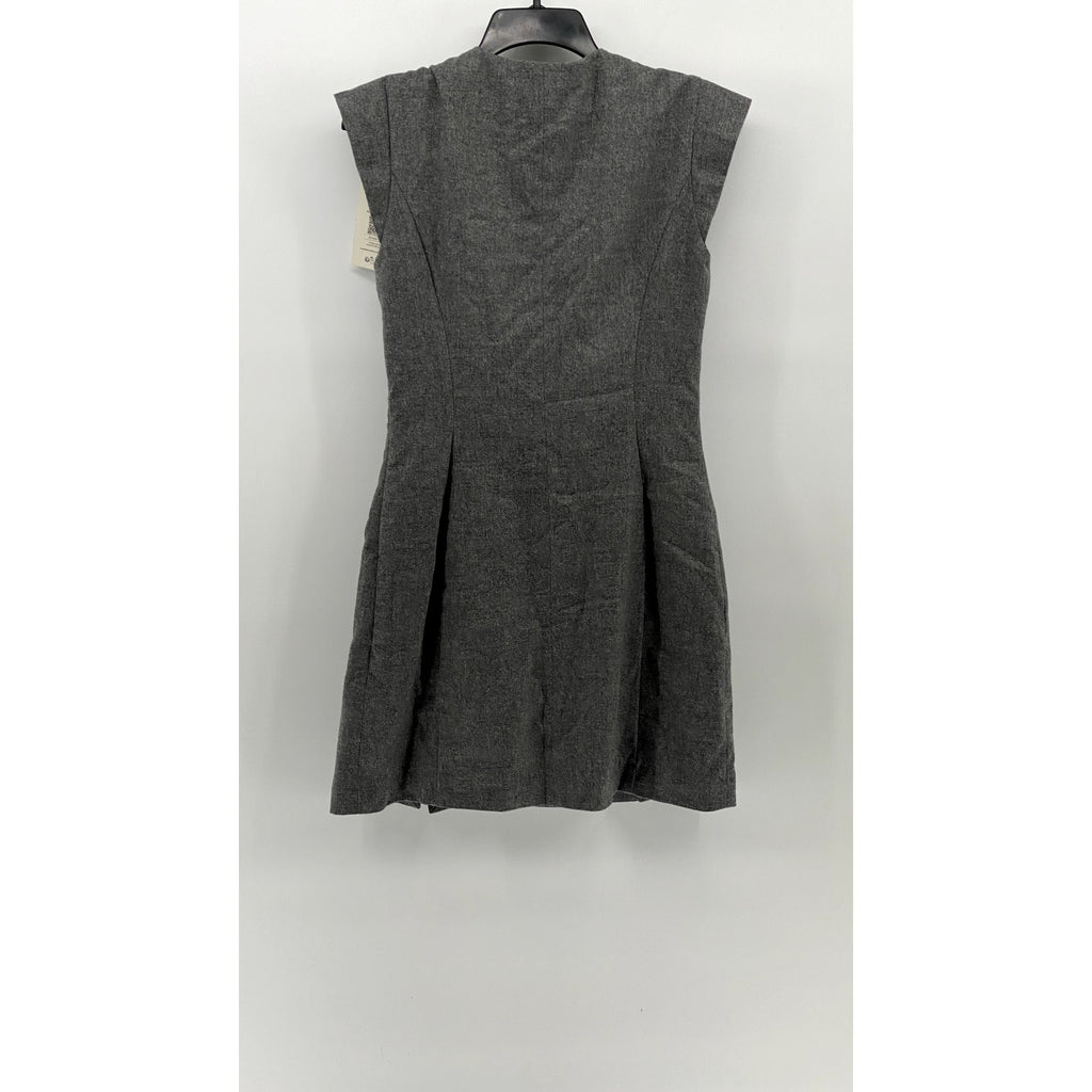 BA&SH Women's Charcoal Gray Dornelle Spilt Neck Padded Cap Sleeve Mini Dress SZM