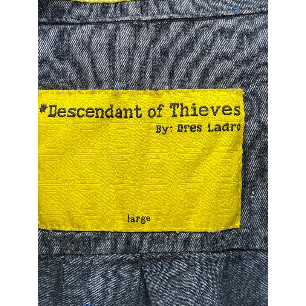 DESCENDANT OF THIEVES By Dres Ladro Men's Blue Regular-Fit Button-Up Shirt SZ L