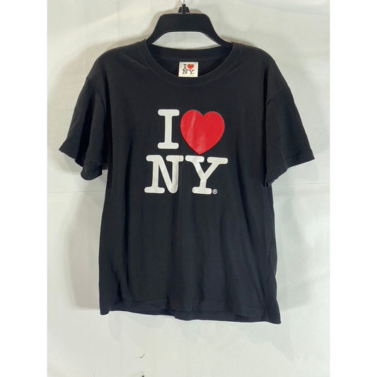 I LOVE NEW YORK Kids Black Logo Crewneck Short Sleeve Classic T-Shirt SZ 14/16