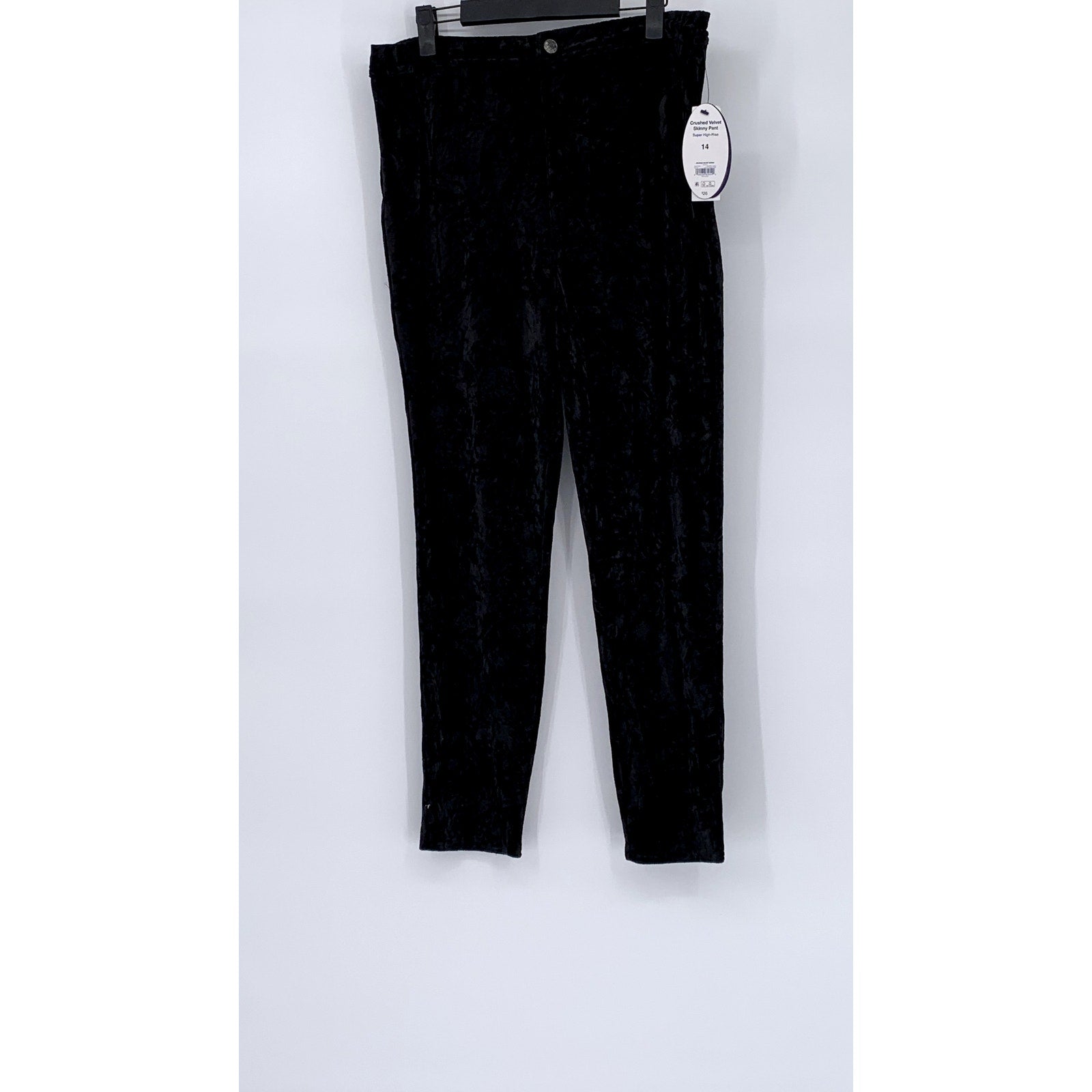 SCOOP Women’s Black Crushed Velvet Super High-Rise Skinny Pant SZ 14