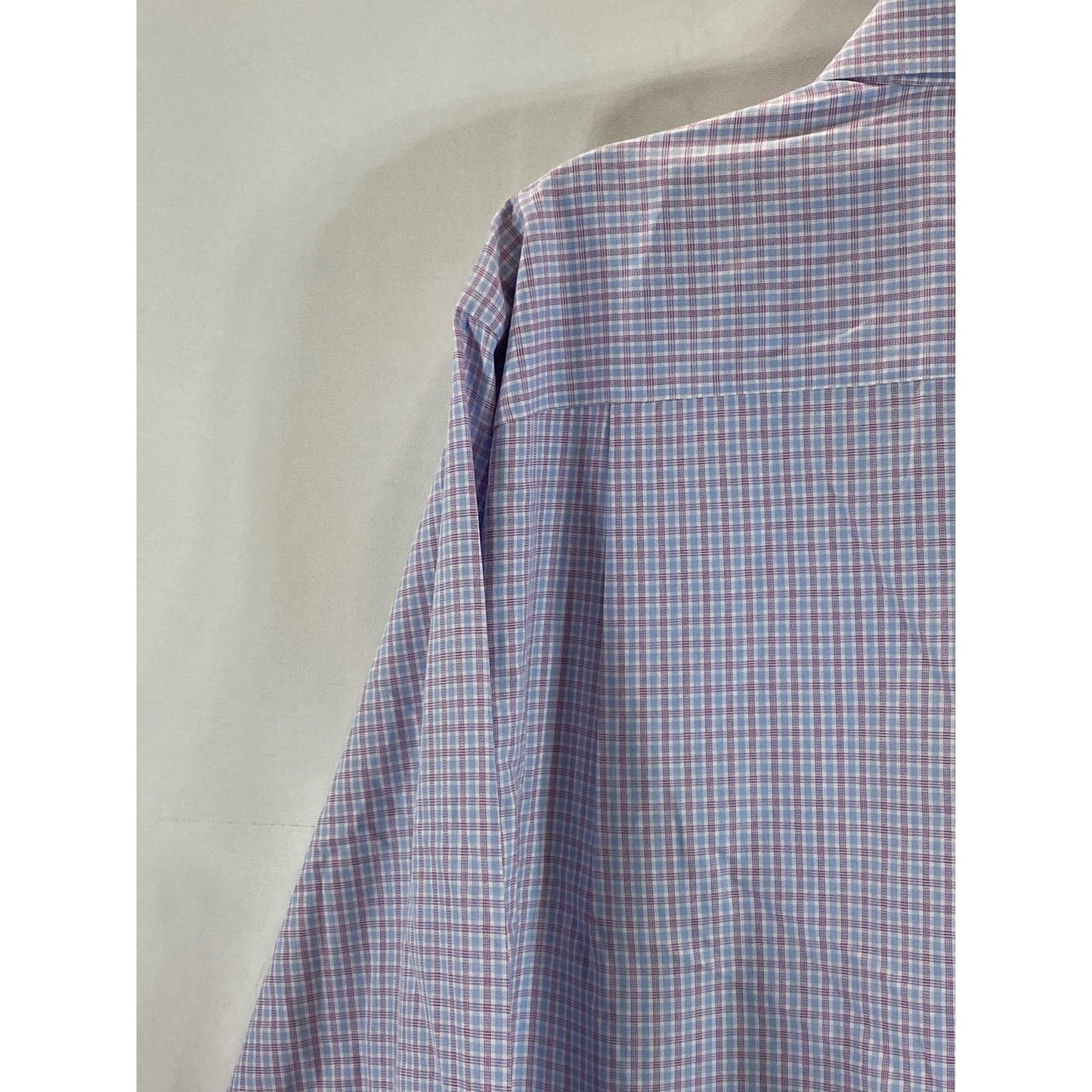 DAVID DONAHUE Men's Pink/Blue Gingham Button-Up Long Sleeve Shirt SZ 16.5 34/35