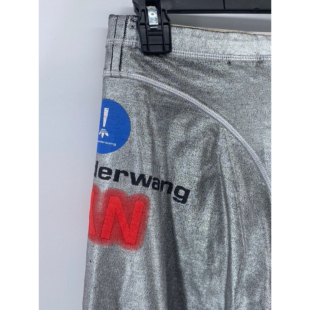 ADIDAS ORIGINALS X ALEXANDER WANG Women's Silver Distressed Biker Shorts SZ S