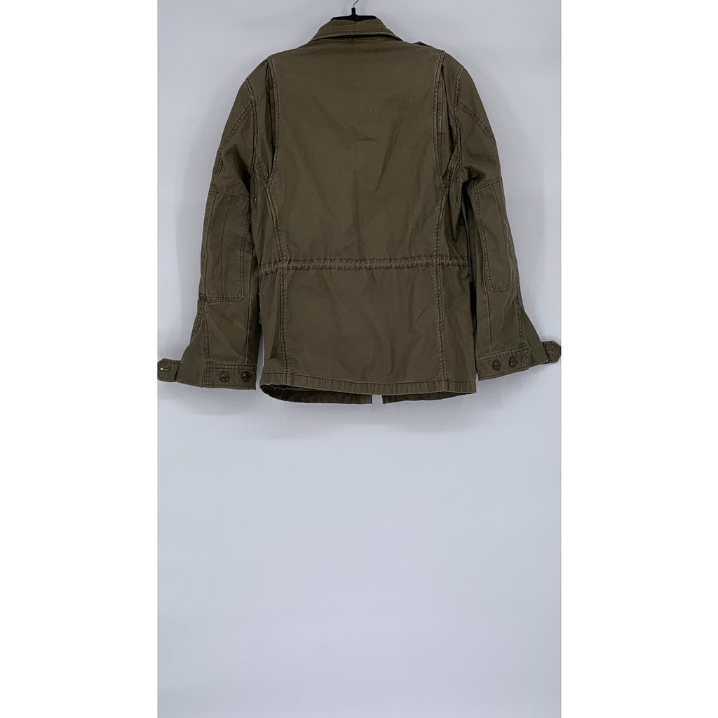 J.CREW Men's Olive Green Zip-Up Button-Up Long Sleeve Utility Jacket SZ S