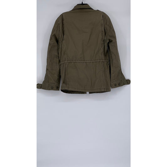 J.CREW Men's Olive Green Zip-Up Button-Up Long Sleeve Utility Jacket SZ S