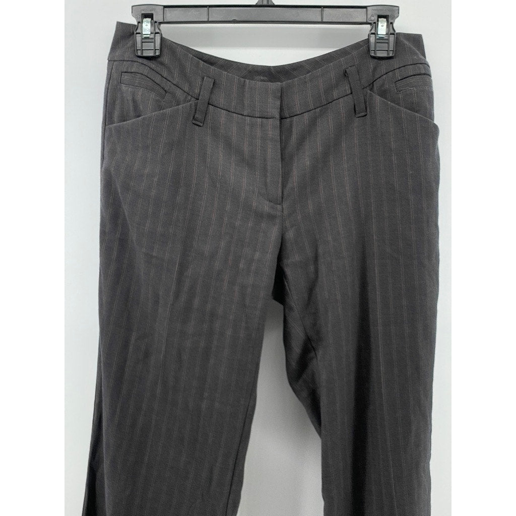 NEW YORK & COMPANY Women's Charcoal Gray Stretch Striped Wide-Leg Pants SZ 4