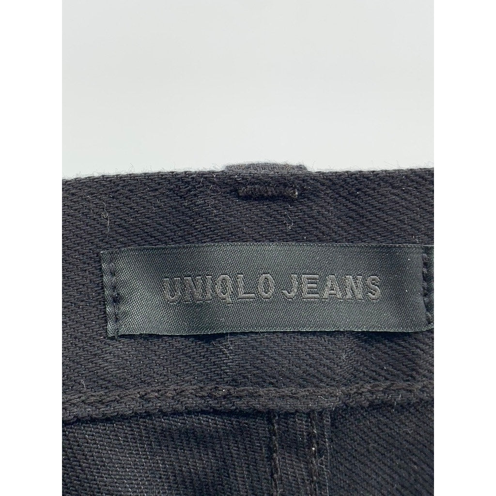 UNIQLO Men's Solid Black Denim Slim-Leg Regular-Fit Five-Pocket Jeans SZ 32X32