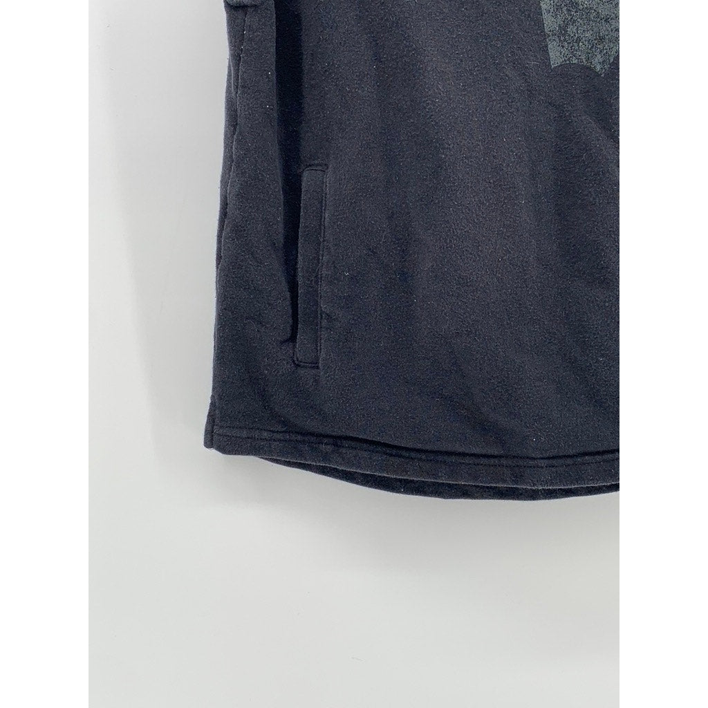 UNDER ARMOUR Kids' Washed Black Graphic Sleeveless Active Hooded Vest SZ Y-M