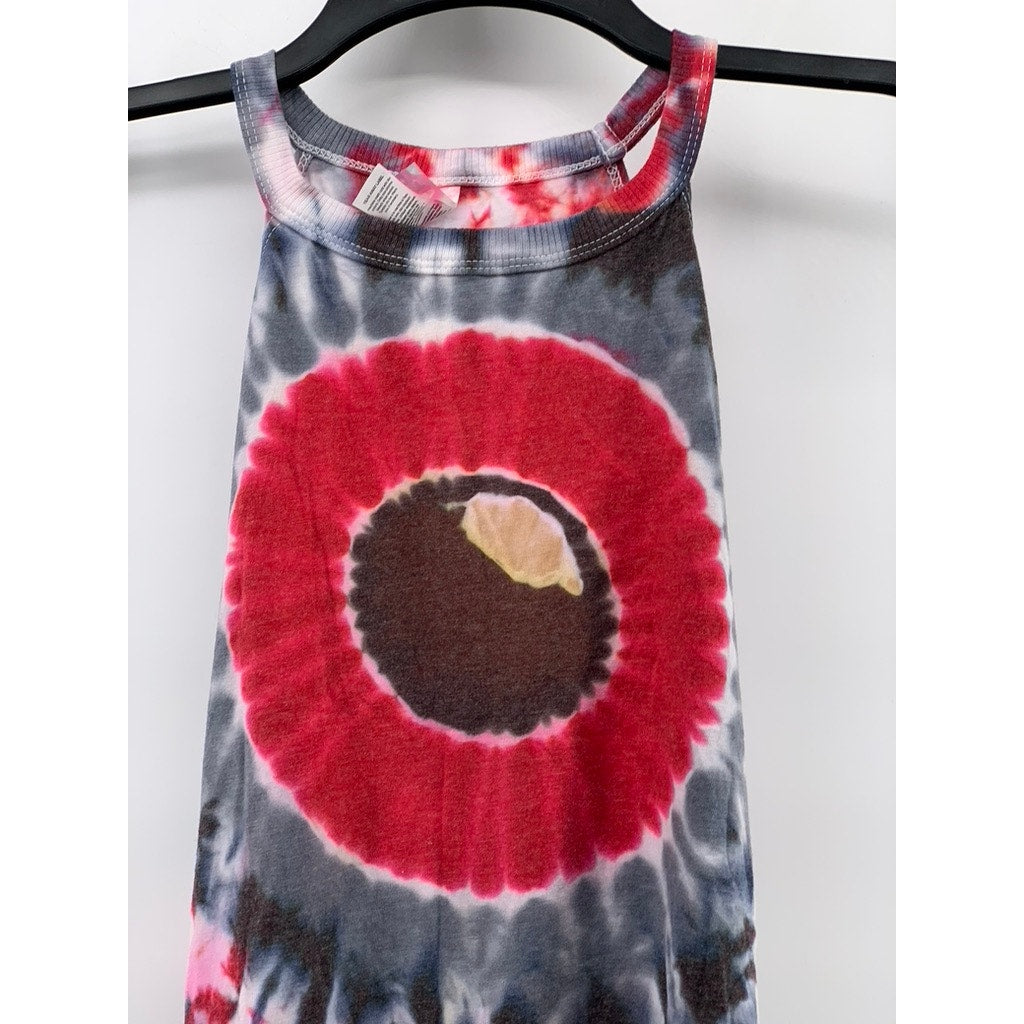 DISTRICT Women's Gray-Red Tie Dye Eye Graphic Shirt Dress SZ XS