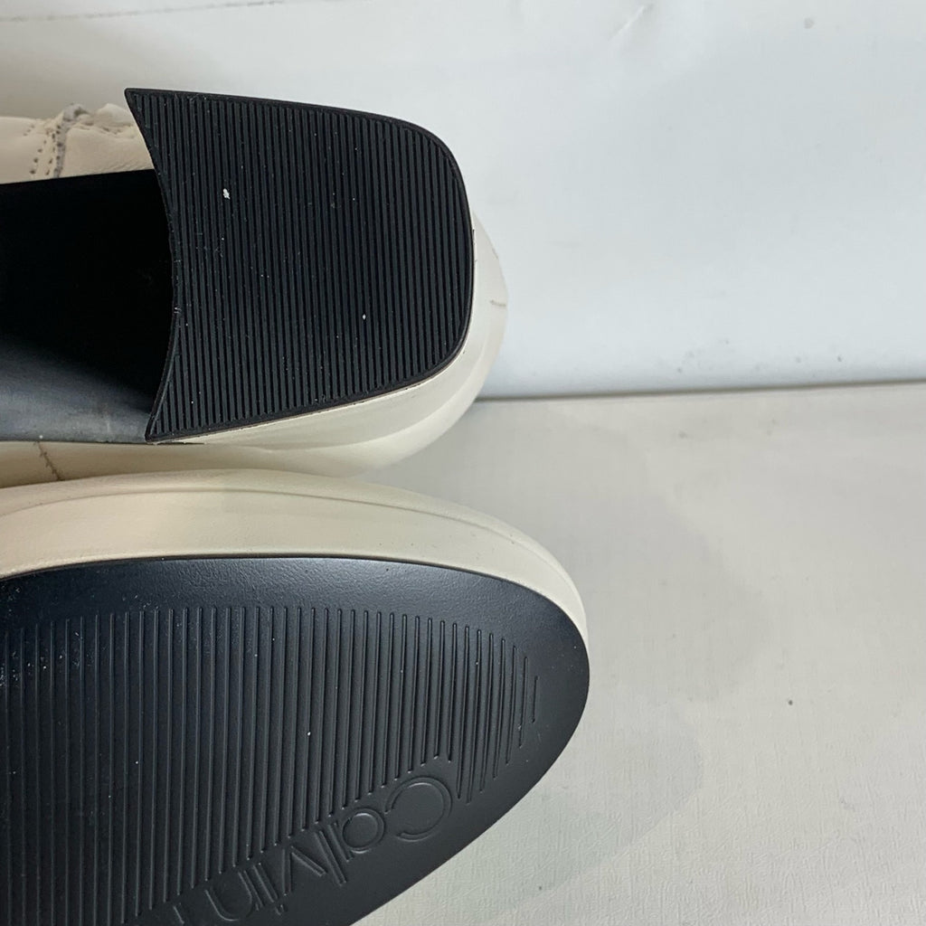 CALVIN KLEIN Women's Ivory Leather Uda Platform Block-Heel Dress Booties SZ 7