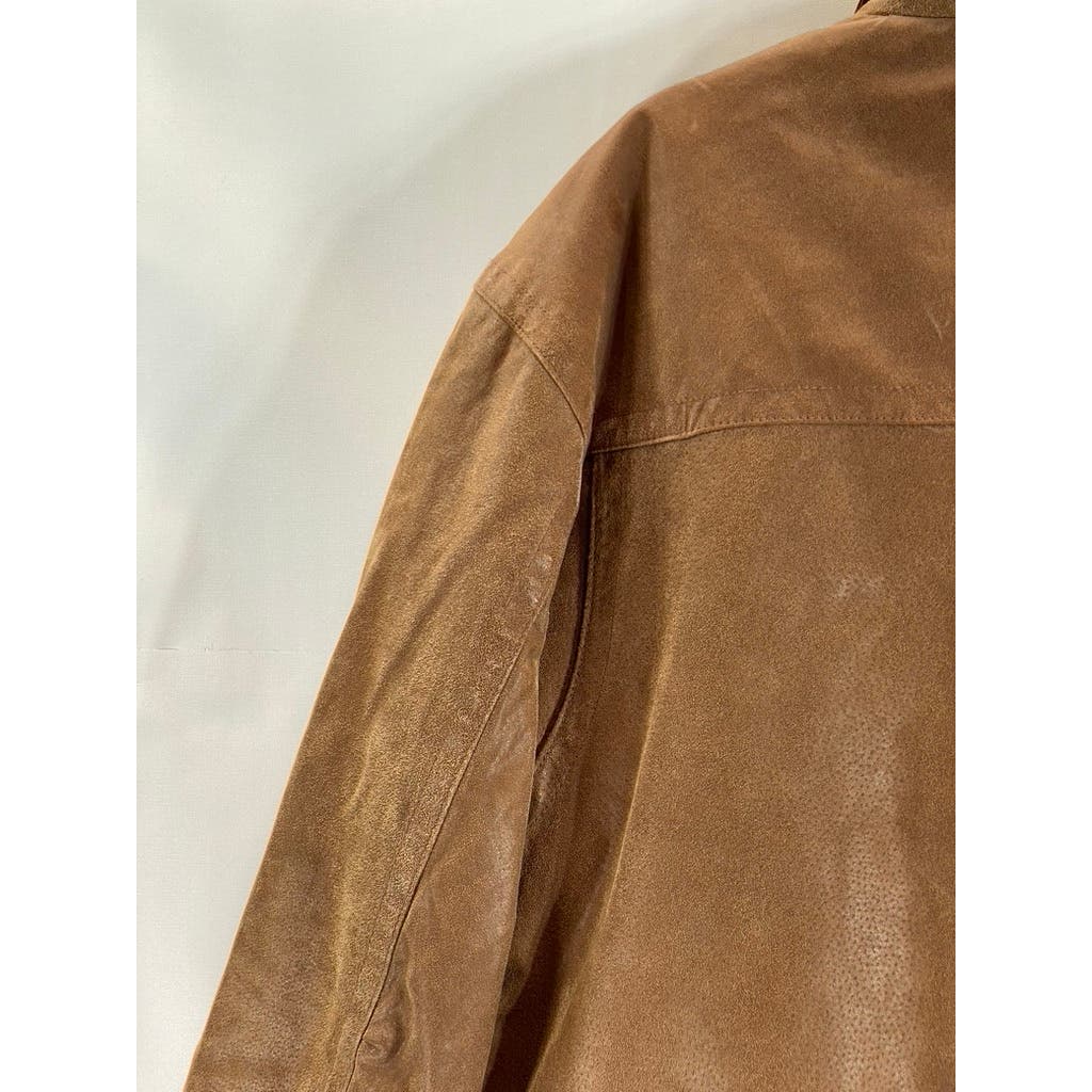 WILSONS LEATHER Men's Vintage Brown Leather Zip-Up Jacket SZ L