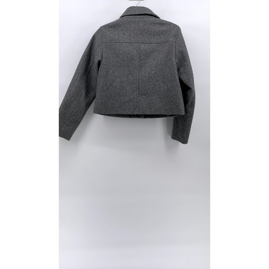 ZARA Women's Charcoal Gray Button-Up Long Sleeve Soft Knit Blazer SZ S