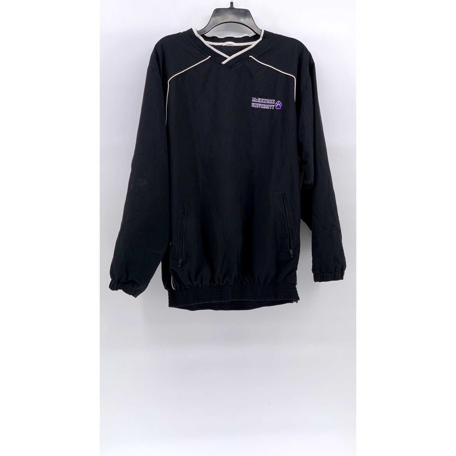 RUSSELL Men's Black Mckendree University V-Neck Long Sleeve Windbreaker SZ M