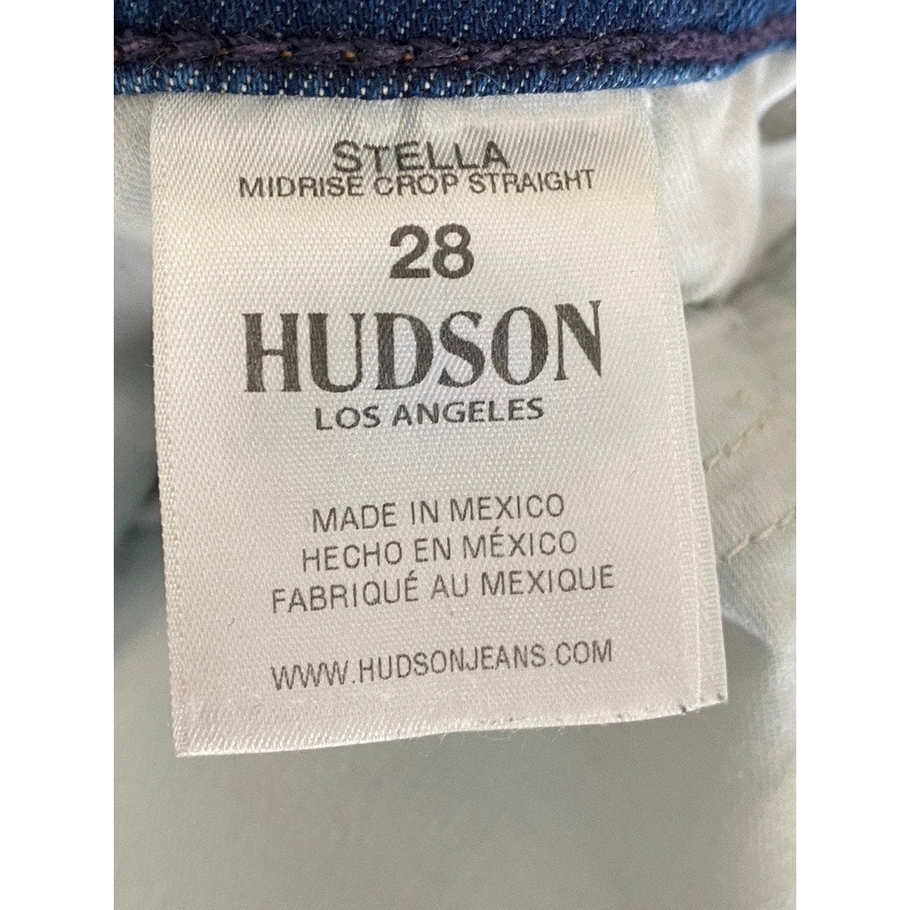 HUDSON JEANS Women's Dark Wash Blue Denim Stella Mid-Rise Cropped Jeans SZ 28