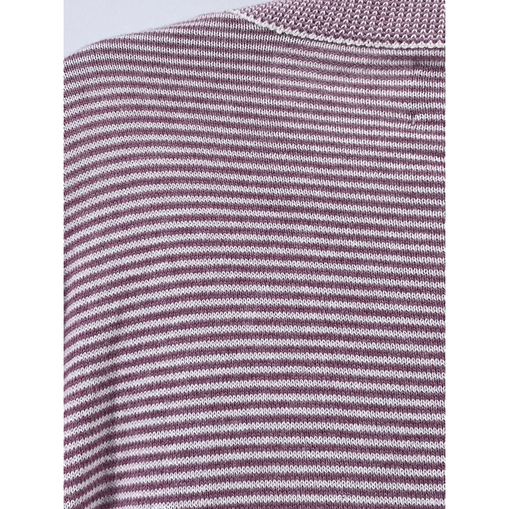 BONOBOS Men's Purple-White Striped Crewneck Long Sleeve Pullover Sweater SZ L