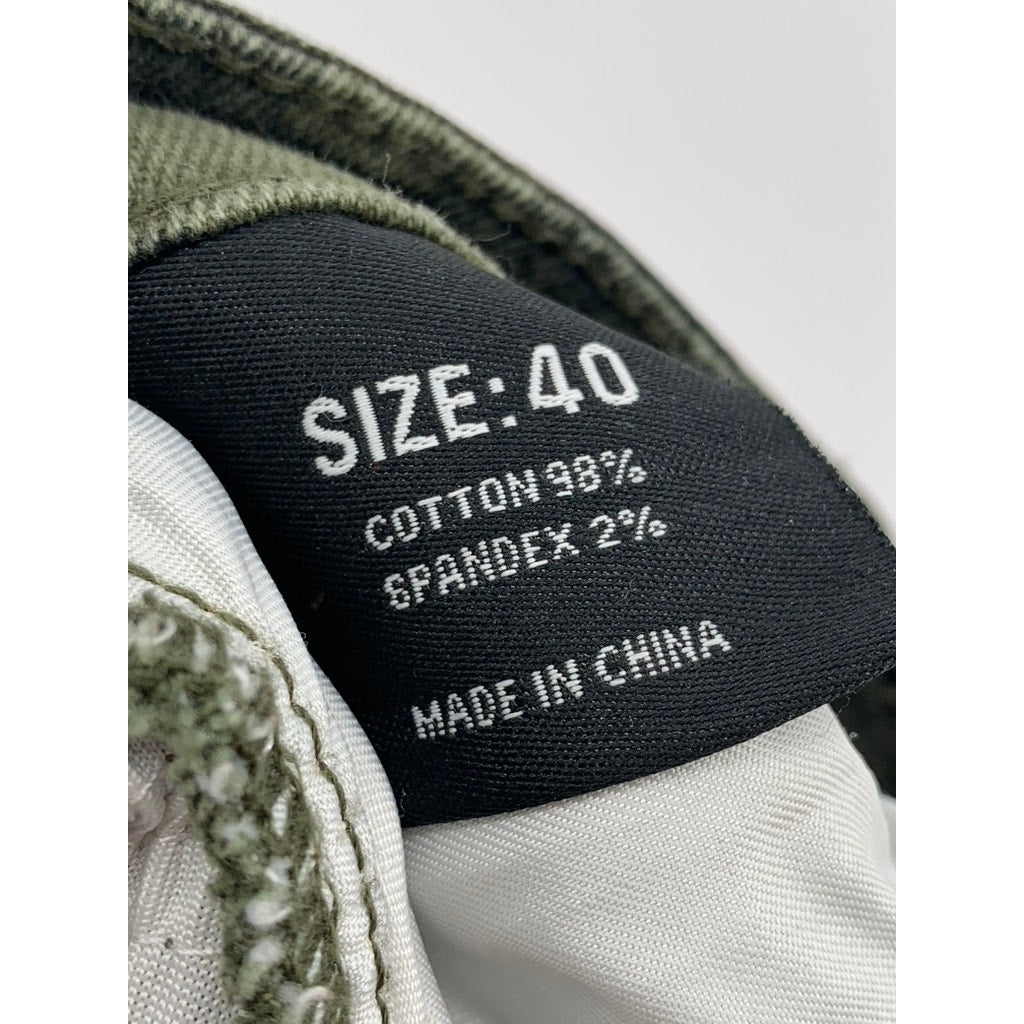 FASHION JEANS WEAR Men's Green Camo Tapered Textured Pants SZ 40