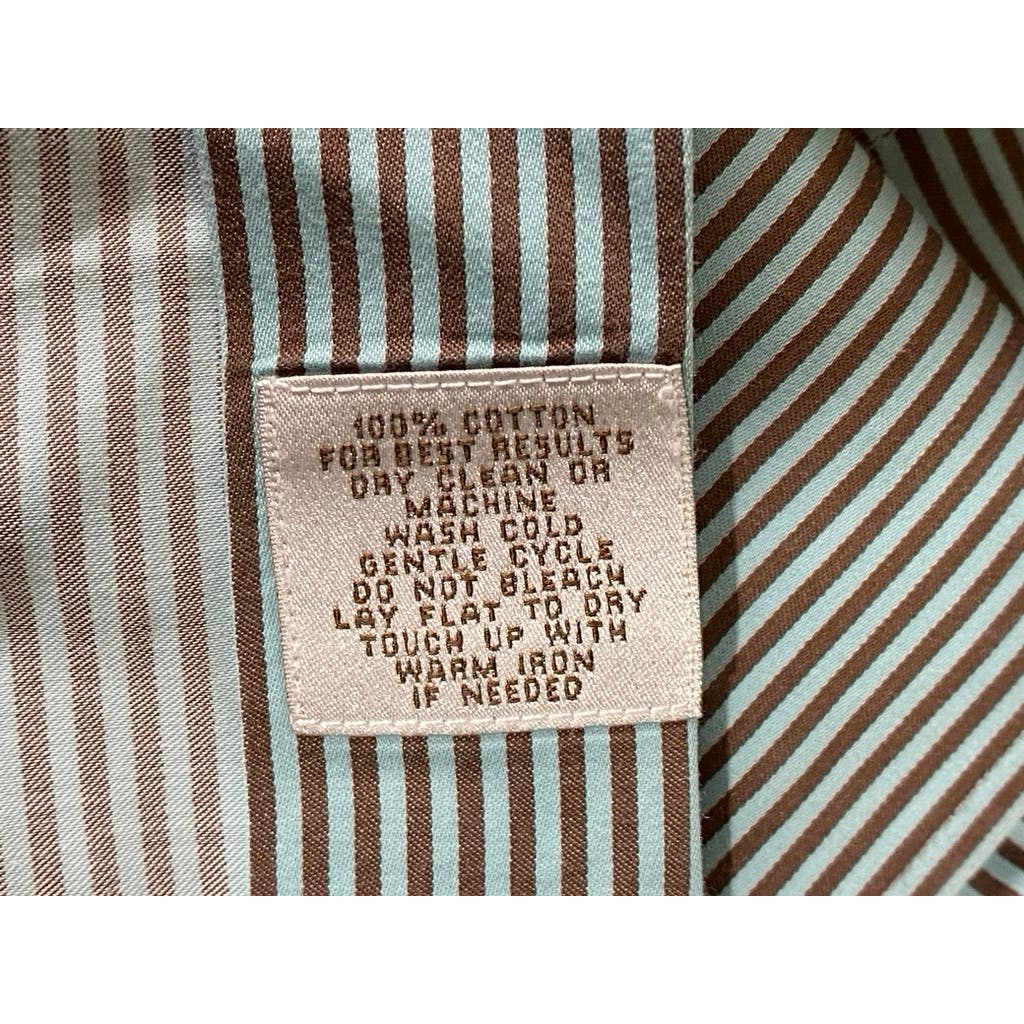 PETER MILLAR Men's Green/Brown Striped Vintage Button-Up Long Sleeve Shirt SZ XL