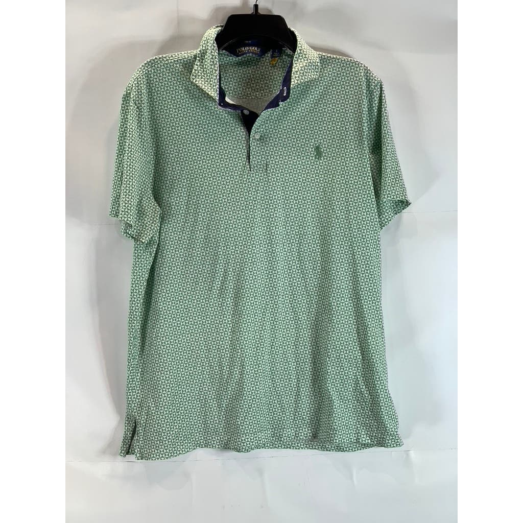 POLO GOLF RALPH LAUREN Men's Green Printed Pro Fit Short Sleeve Polo Shirt SZ L